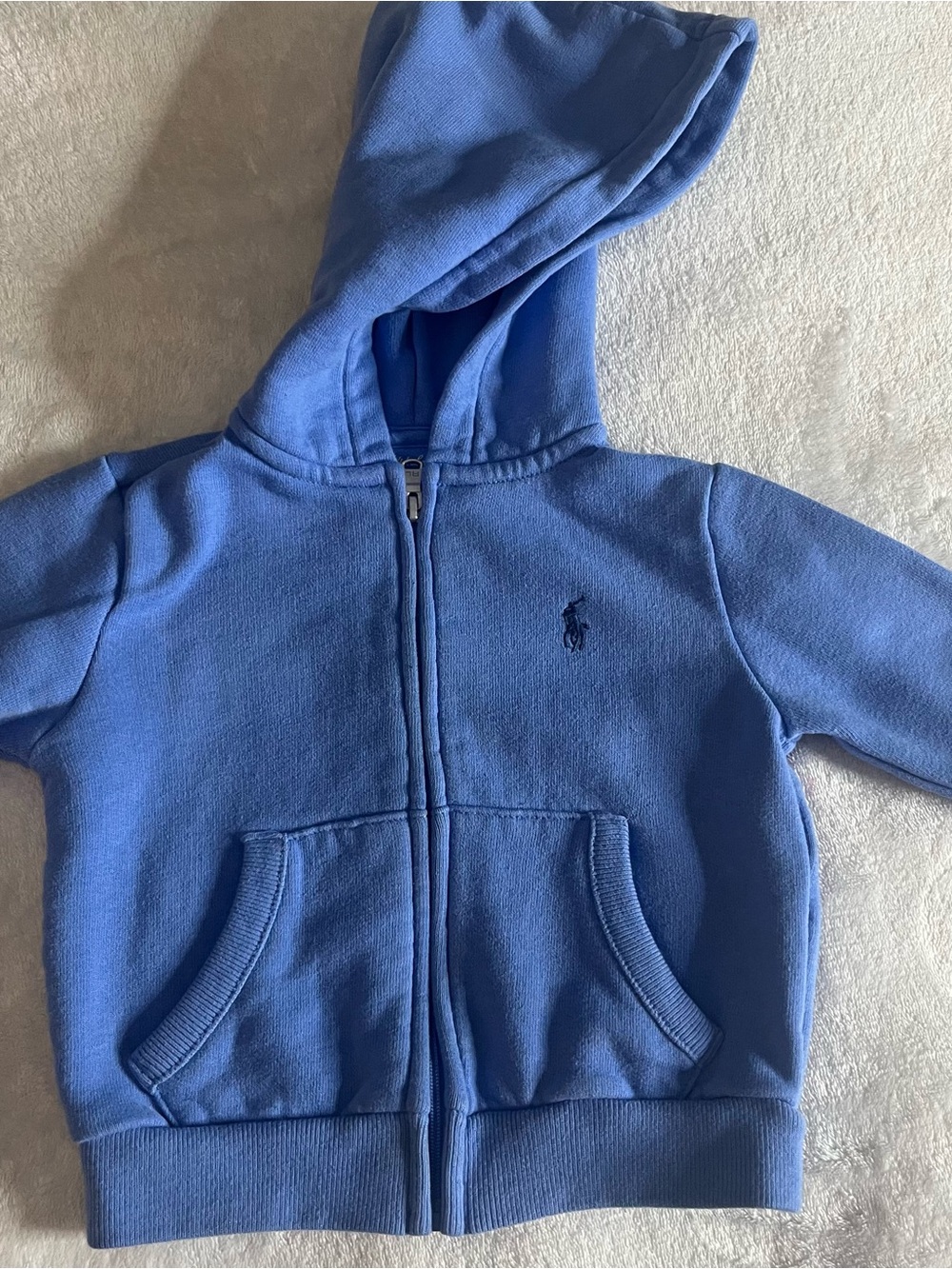 Ralph Lauren Kids Light Blue Zip-Up Hoodie with Polo Pony Sz 12M